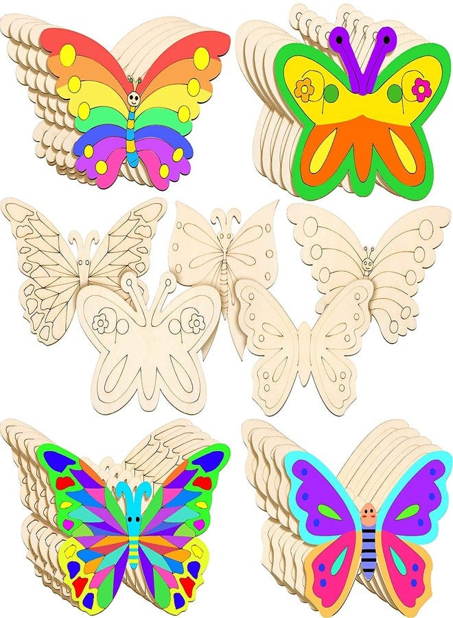 Cliths Pack of 25 Pieces Wooden Unfinished Blank Butterfly to Paint Crafts for Kids Painting, Home Decorations, Fly with a Hole. - Image 1